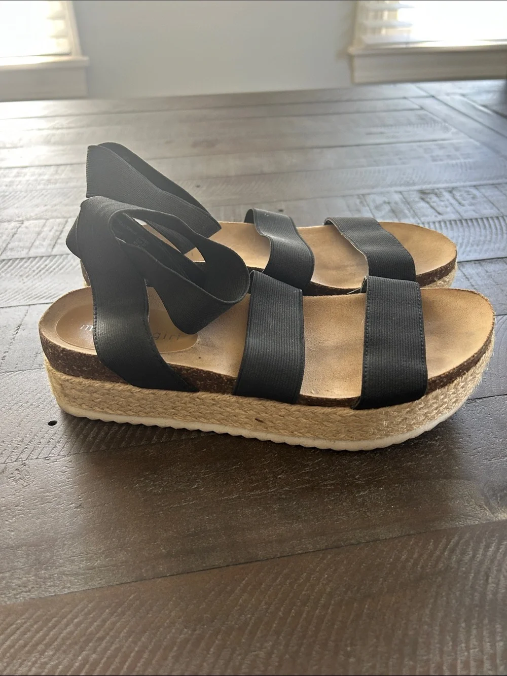 Madden Girl Black Elastic Espadrille Platform Sandals